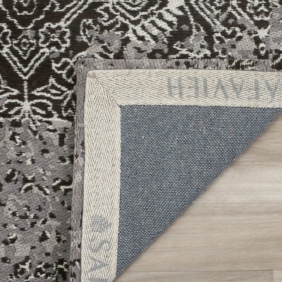 Silver and Brown Flat Woven Viscose Area Rug