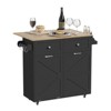 ELECWISH Kitchen Island with Drop Leaf - 2 Storage Drawers, Trash Cabinet, Spice Racks & Locking Wheels - 3 of 4