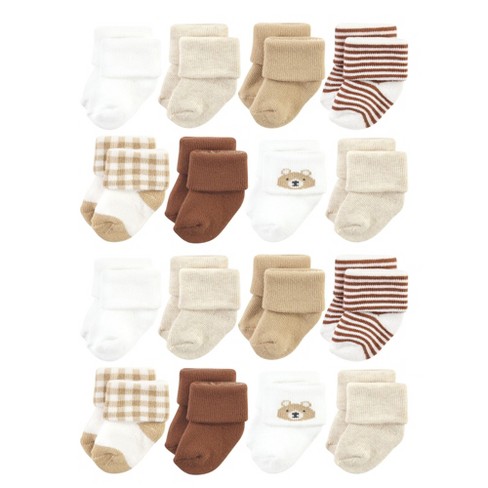 Hudson Baby Cotton Rich Baby Terry Socks 16-Pack, Teddy Bear - image 1 of 3