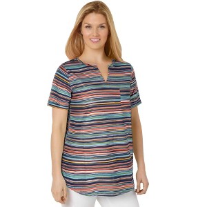 Woman Within Plus Size Notch-Neck Pocket Tee - 1 of 4