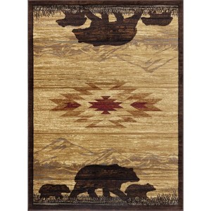 Okak Retro Lodge Runner Rug with Animal Pattern, Fluffy Rug with Jute Backing, Kid & Pet Friendly Ruggable Rugs for Living Room, Bedroom, Brown - 1 of 4