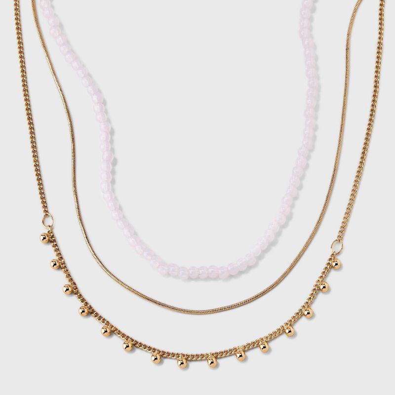 Pink Seedbead and Station Necklace Set 3pc - Universal Thread&#8482; Gold, 1 of 6