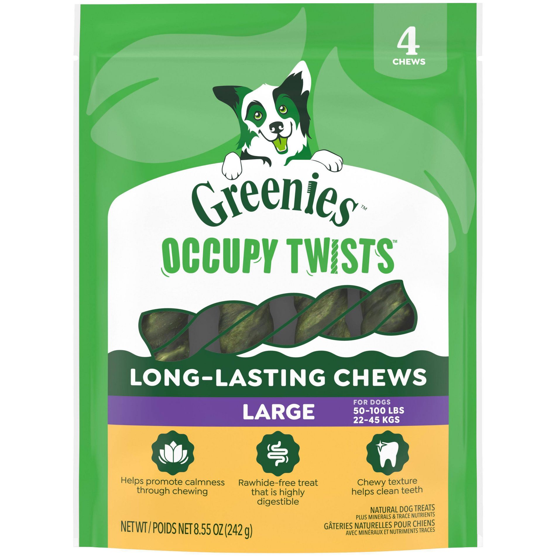 Greenies Occupy Twists Original Chicken Large Long-Lasting Dog Treats - 8.55oz/4ct