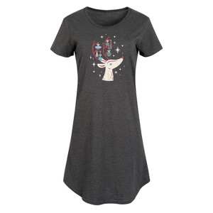 Women's - Instant Message - Christmas Reindeer Antlers Are Ornament Hangers Graphic T-shirt Dress - 1 of 4