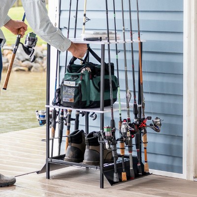Teal Triangle Tarpin Fishing Pole Stand | Holds up to 10 Rods