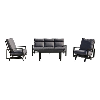 Courtyard Casual Santorini 4 pc Sofa Motion Seating Group  Includes:  One Sofa, Two Motion Club Chairs and One Coffee Table