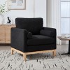 Modern Boucle Upholstered Accent Chair with Natural Wood Base and Removable Cushions,Wooden Single Reading Armchair-Cuddlewood - 2 of 4