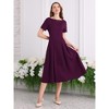 INSPIRE CHIC Women's Boat Neck Short Sleeve Pleated Work A-Line Midi Dress - 3 of 4