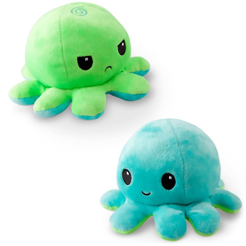 TeeTurtle Reversible Green and Aqua Octopus Plushie, 1 of 5