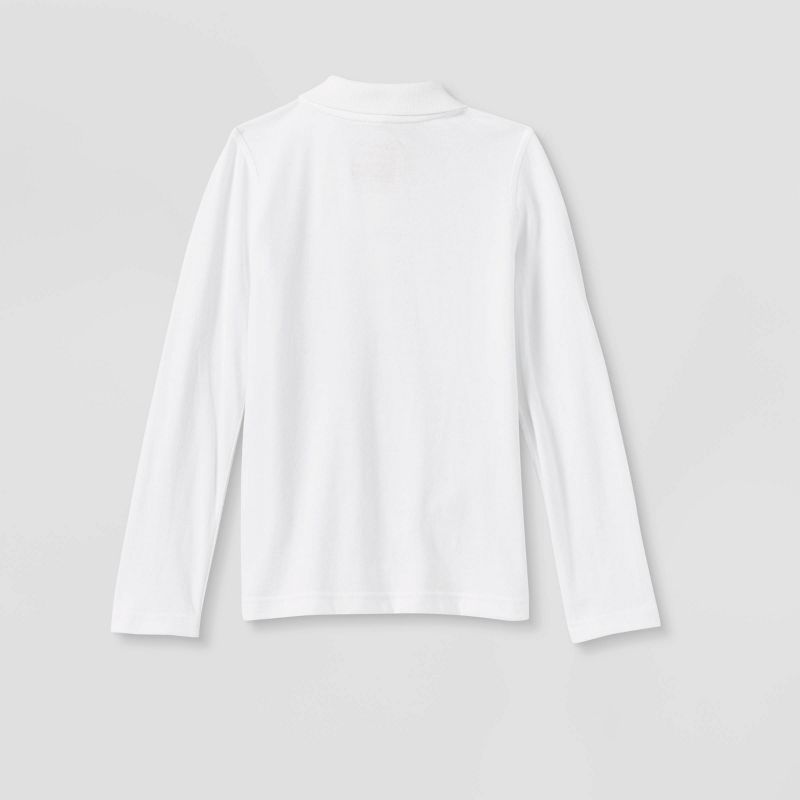 Girls' Adaptive Long Sleeve Polo Shirt - Cat & Jack™ White , 2 of 4