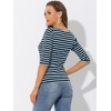 INSPIRE CHIC Women's Stripes Casual Basic Elbow Sleeves Boat Neck Slim Fit T-Shirts - 4 of 4