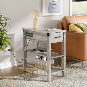 Acekool Flip-Top End Table with Storage Drawer, USB Ports & Outlets, Side Table with Shelves and Storage Bag for Small Spaces - 1 of 4
