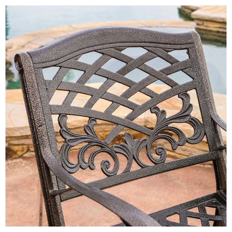 Sarasota Set of 2 Cast Aluminum Patio Chair - Hammered Bronze - Christopher Knight Home, 4 of 7