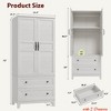 Bedroom Armoire Wardrobe Closet w/ 2 Drawers,72 in Wooden Wardrobe Cabinet w/ Hanging Rod, Tall Clothing Armoire Cabinet w/ Doors - 2 of 4