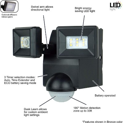 White Battery-Powered LED Motion Security Flood Light