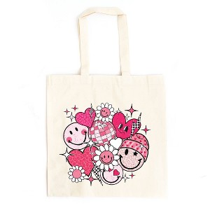 City Creek Prints Pink Flower Hearts Canvas Tote Bag - 15x16 - Natural - 1 of 2