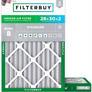 Filterbuy 28x30x2 Air Filter (2-Pack), Pleated MERV 8 Dust Defense Replacement HVAC AC Furnace Filters (Actual Size: 27.75 x 29.75 x 1.75) - 1 of 4