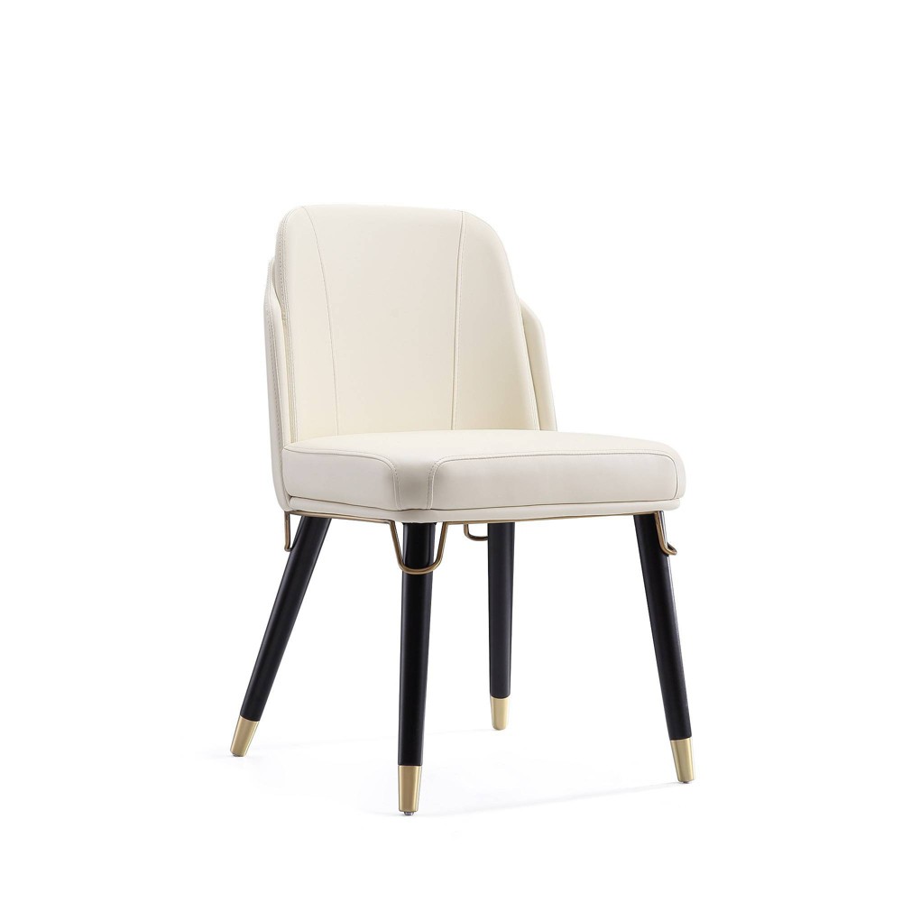 Photos - Chair Estelle Faux Leather Dining  Cream - Manhattan Comfort