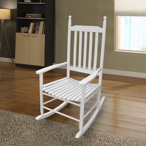 VYNXARIA Elegant White Wooden Porch Rocker Chair for Relaxation - Classic Design,Comfortable Seating£¬without mat - 1 of 4