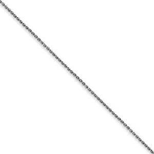 Black Bow Jewelry 0.8mm 10k White Gold Diamond Cut Cable Chain Necklace - 1 of 4