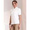 Allegra K Women's Contrast Trim Point Collar Puff Short Sleeve Button Down Shirt - 4 of 4