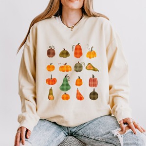 Simply Sage Market Plaid Pumpkins Chart Lightweight Garment Dyed Sweatshirt - M - Ivory - 1 of 4