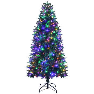 Costway 6ft Pre-lit Hinged Christmas Tree w/ 350 LED Lights & 9 Dynamic Effects