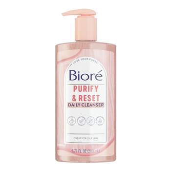 Biore Daily Purifying Cleanser, Oil Free Face Wash, Dermatologist Tested Rose Quartz + Charcoal - Scented - 6.77 fl oz