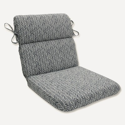 Outdoor indoor Herringbone Gray Rounded Corners Chair Cushion