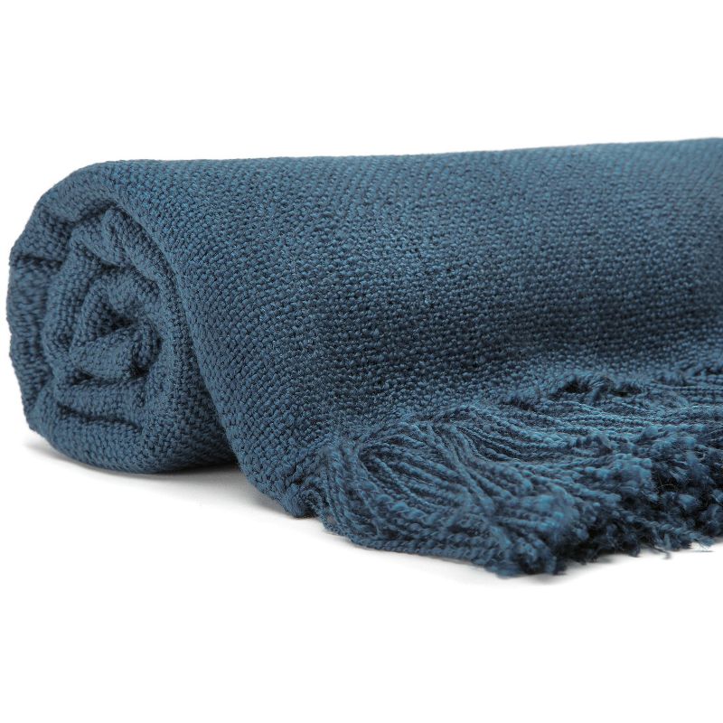 Chanasya Silky Textured Solid Decorative Throw Blanket with Tassels, 5 of 11