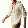 Men's Lightweight Hooded Shirt Casual Button Down Long Sleeve Tunic TOP for Daily Wear - 3 of 4
