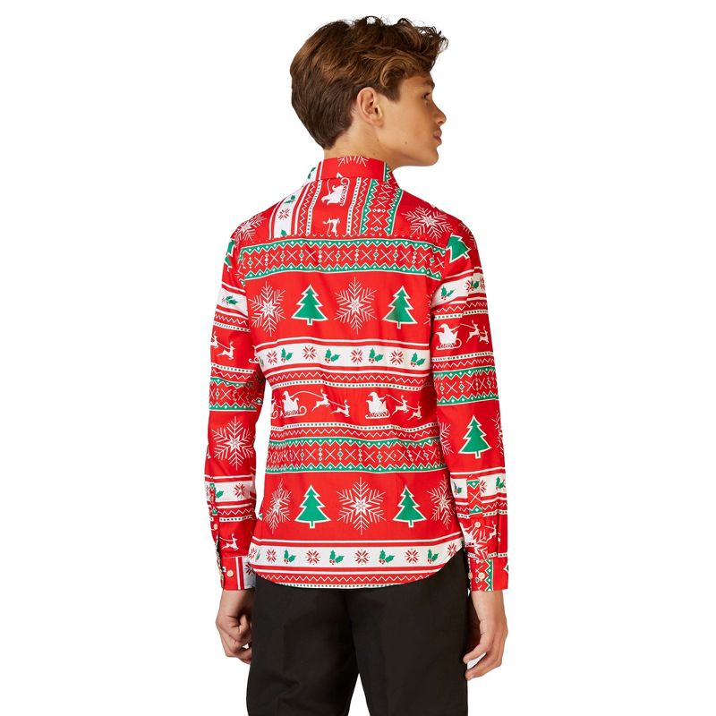 OppoSuits Teen Boys Christmas Shirt - Winter Wonderland - Red, 2 of 4