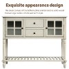 Sideboard Buffet Cabinet with Glass Doors, 2 Drawers and Bottom Shelf, Farmhouse Wooden Storage Cabinet for Dining Room, Living Room, or Entryway - 4 of 4