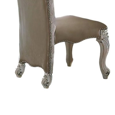 Bone White Faux Leather Upholstered Side Chair with Wood Frame