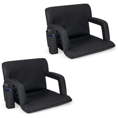 Costway 1/2 PCS Stadium Seat for Bleachers Bleacher Chair with 6 Adjustable Positions Back Support Black