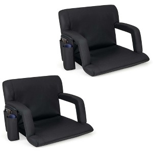 Costway 1/2 PCS Stadium Seat for Bleachers Bleacher Chair with 6 Adjustable Positions Back Support Black - 1 of 1