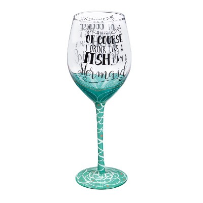 Evergreen Wine Glass w/Box, 12 OZ., I'm a Mermaid