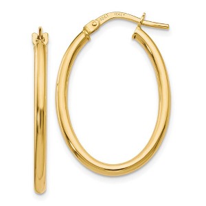 Black Bow Jewelry 2mm Classic Oval Hoop Earrings in 10k Yellow Gold, 26mm (1 Inch) - 1 of 4