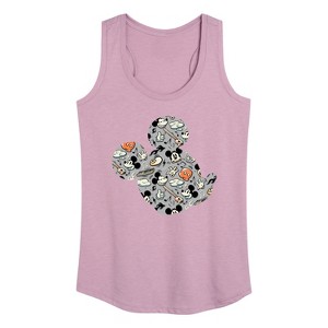 Women's - Disney - Mickey Pattern Silhouette Graphic Racerback Tank - 1 of 4