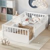 Vynxaria Twin Floor Bed Frame with Fence Wooden Kids Bed for Bedroom Playroom White Solid Wood Safety Design - 2 of 4
