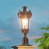 Dolonm 22"(H) Vintage Crown Outdoor Post Lantern, Waterproof Decorative Table Lamp with Clear Glass Shade,(One piece&No bulb) - 3 of 4