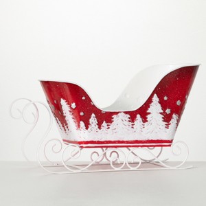 10.5"H Sullivans Winter Scene Sleigh, Christmas Decor, Red - 1 of 4