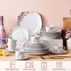 30-Piece Sakura Blossom Ceramic Dinnerware Set for 6 - Floral Embossed Plates, Cups & Saucers, Perfect for Holiday Gifting - 3 of 4