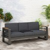 Christopher Knight Home Outdoor Aluminum 3 Seater Sofa with Water Resistant Cushions, Black Natural/Dark Gray - 2 of 4