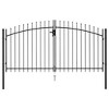 Fence Gate Double Door with Spike Top Steel 9.8'x4.9' Black vidaXL - 2 of 4