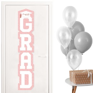 Big Dot of Happiness Rose Gold Graduation Banner - Vertical Shaped Banner Decorations - 1 of 4