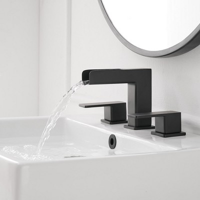 Matte Black Widespread 2-Handle Bathroom Faucet with Metal Drain