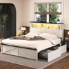 Farmhouse Metal Platform Bed Frames, Storage Headboard and 4 Large Drawers - 3 of 4
