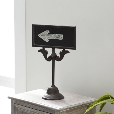 Rustic Brown Iron Chalkboard Stand with Pedestal Base