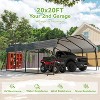 Real Relax Heavy Duty Metal Carport, Outdoor Garage Car Shelter Shade with Heavier Metal Frame, Galvanized Metal Roof for Car and Boats, Grey - 2 of 4